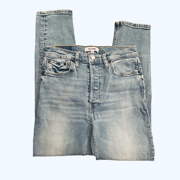 Re/Done 90s High-Rise Ankle Crop Jeans in Light Stone. Size 28 - Picture 4 of 9